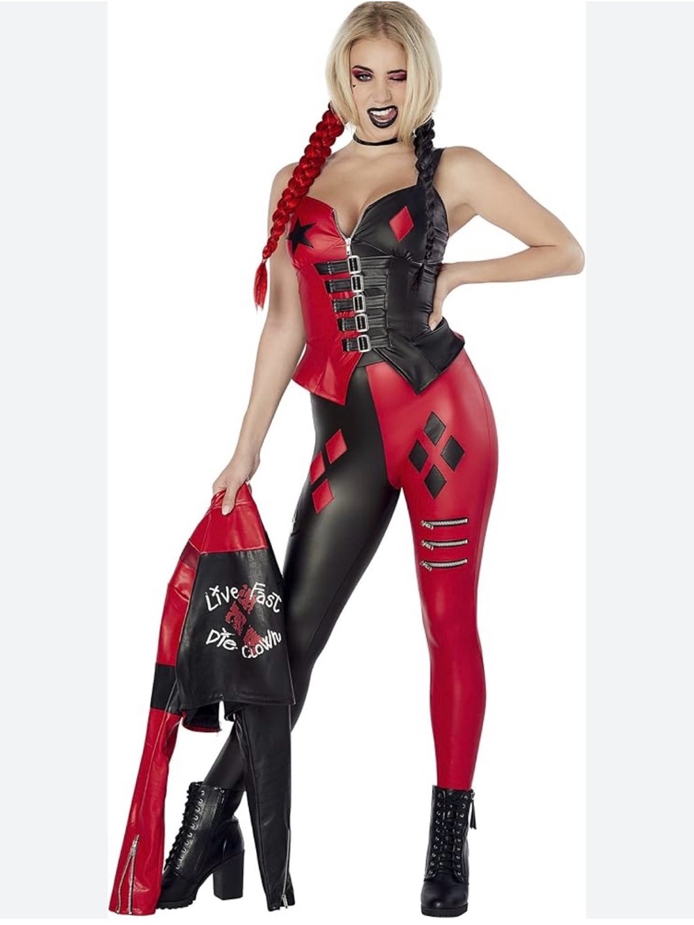 Harlequin Red & Black Halloween Costume